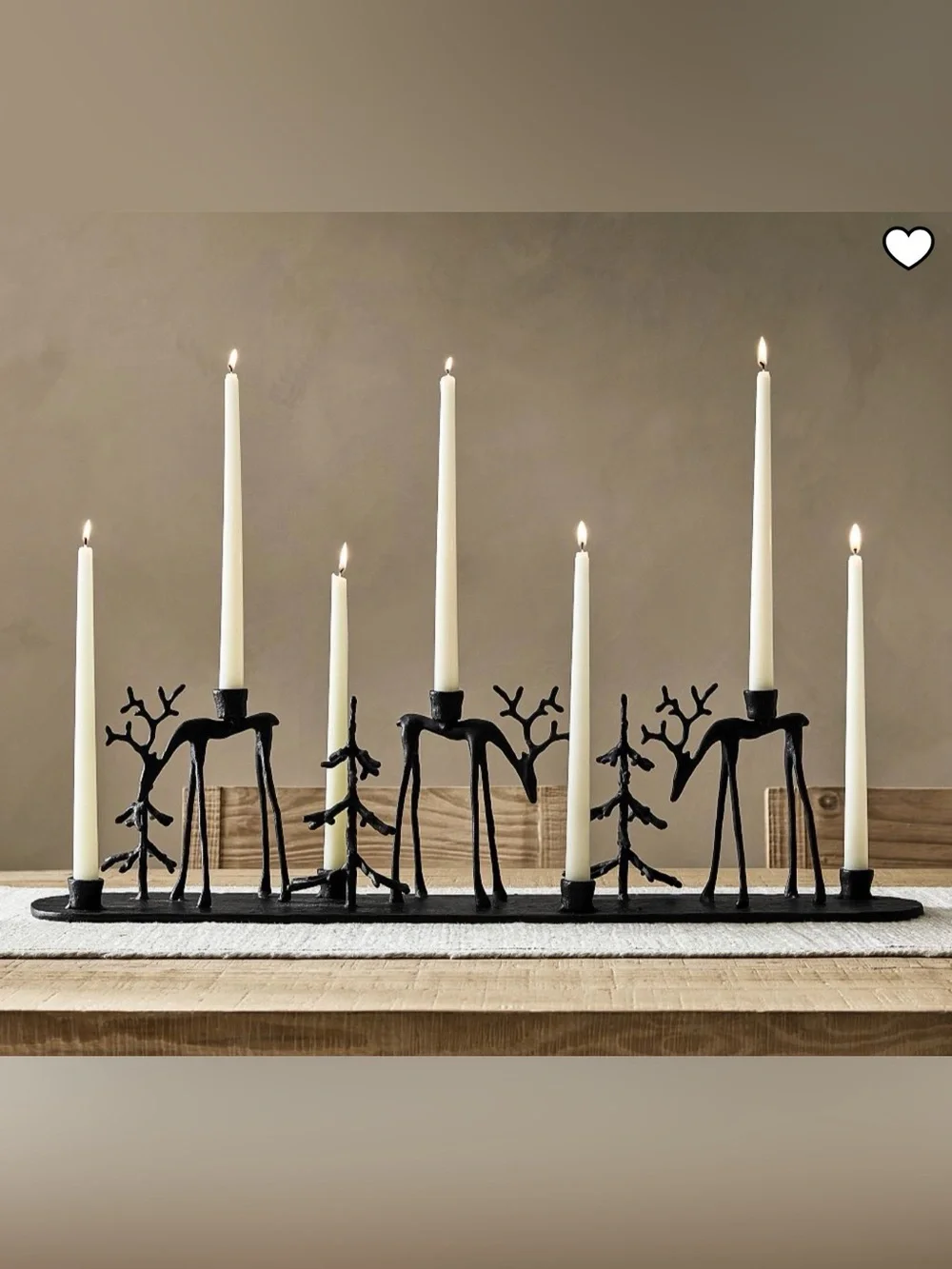 Pottery Barn Bronze Sculpted Reindeers and Trees Taper Holder Centerpiece